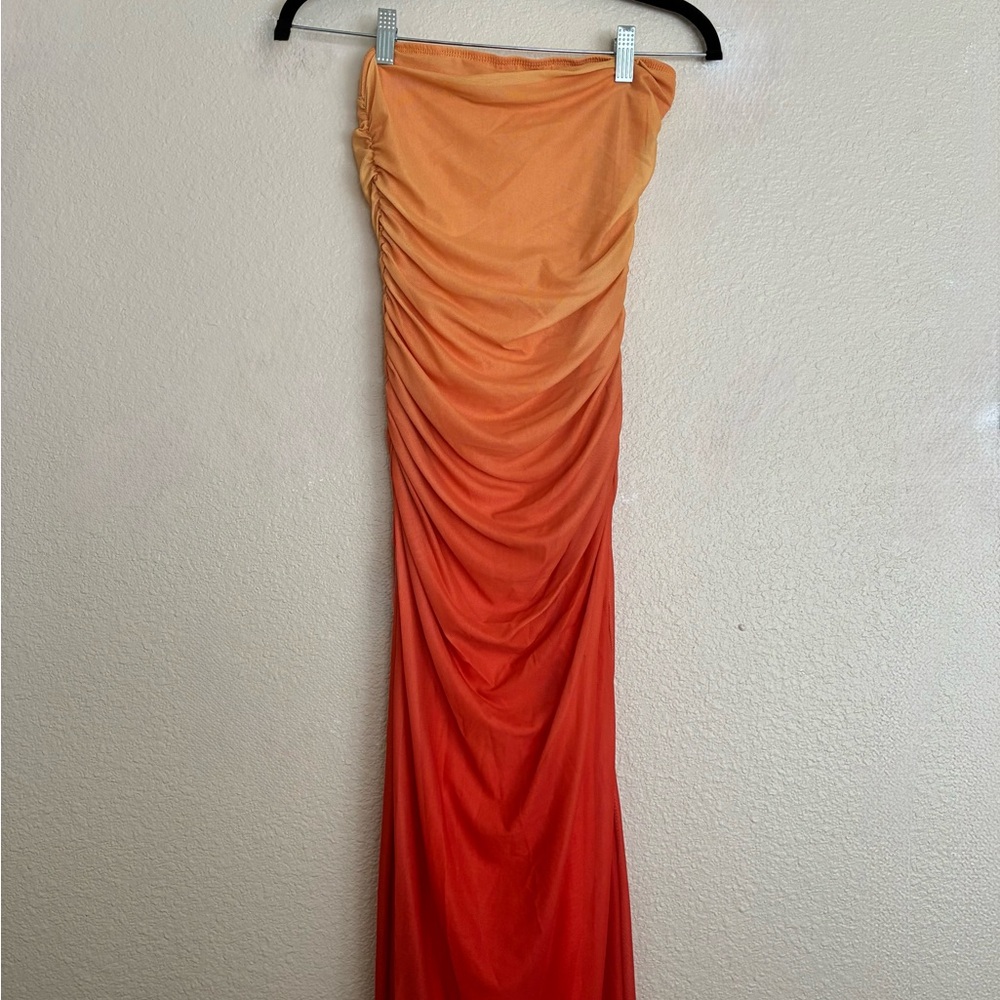 SHEIN Orange Ombre Midi Dress (Size S)